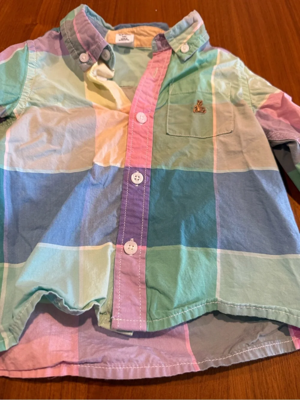 GAP Pastel Multicolor Plaid Button-Down Shirt